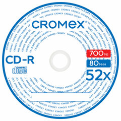Диск CD-R CROMEX (КРОМЕКС), 700 Mb, 52x, Bulk (термоусадка без шпиля), КОМПЛЕКТ 100 шт., 513779