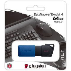 Флеш-диск 64 GB KINGSTON DataTraveler Exodia M, разъем USB 3.2, черный/<wbr/>синий, DTXM/<wbr/>64GB