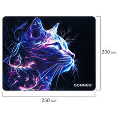 Коврик для мыши SONNEN &laquo;NEON CAT&raquo; резина + ткань, 250&times;200&times;2 мм, 513956