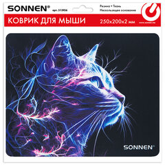 Коврик для мыши SONNEN &laquo;NEON CAT&raquo; резина + ткань, 250&times;200&times;2 мм, 513956