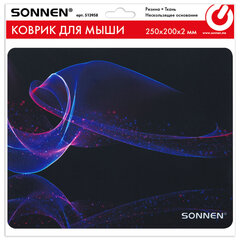 Коврик для мыши SONNEN &laquo;NEON WAVE&raquo; резина + ткань, 250&times;200&times;2 мм, 513958