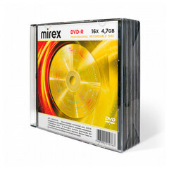 Диск DVD-R MIREX, 4,7 ГБ, 16x, Slim Case, КОМПЛЕКТ 5 шт., UL130003A1F