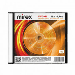 Диск DVD+R (плюс) MIREX, 4,7 ГБ, 16x, Slim Case, КОМПЛЕКТ 5 шт., UL130013A1F