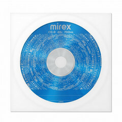 Диск CD-R MIREX, 700 Мб, 48x, бумажный конверт, 1 штука, UL120051A8C