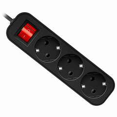 Удлинитель сетевой DEFENDER G330, 3 розетки, c заземлением, выключатель, 10А, длина 3 м, черный, 99334