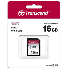 Карта памяти SDHC 16 ГБ, TRANSCEND UHS-I U1, 95 Мб/<wbr/>с (class 10), TS16GSDC300S