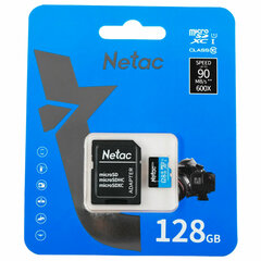 Карта памяти microSDXC 128 ГБ, NETAC P500 Standard, UHS-I U3, 128 Мб/<wbr/>с, (class 10), NT02P500PRO-128G-S