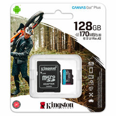 Карта памяти microSDXC 128 GB KINGSTON Canvas Go Plus, UHS-I U3, 170 Мб/<wbr/>с (class 10), с адаптером, SDCG3/<wbr/>128Gb