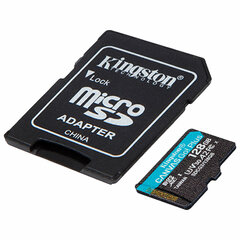 Карта памяти microSDXC 128 GB KINGSTON Canvas Go Plus, UHS-I U3, 170 Мб/<wbr/>с (class 10), с адаптером, SDCG3/<wbr/>128Gb
