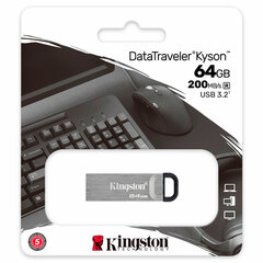 Флеш-диск 64 GB KINGSTON DataTraveler Kyson, разъем USB 3.2, серебряный, DTKN/<wbr/>64GB