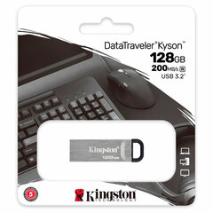 Флеш-диск 128 GB KINGSTON DataTraveler Kyson, разъем USB 3.2, серебряный, DTKN/<wbr/>128GB