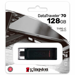 Флеш-диск 128 GB KINGSTON DataTraveler 70, разъем Type-C 3.2, черный, DT70/<wbr/>128GB
