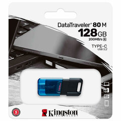 Флеш-диск 128 GB KINGSTON DataTraveler 80 M, разъем Type-C 3.2, черный, DT80M/<wbr/>128GB
