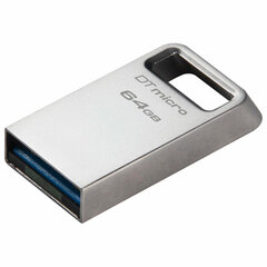 Флеш-диск 64 GB, KINGSTON DataTraveler Micro USB 3.2, металлический корпус, серебристый, DTMC3G2/<wbr/>64GB