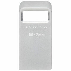 Флеш-диск 64 GB, KINGSTON DataTraveler Micro USB 3.2, металлический корпус, серебристый, DTMC3G2/<wbr/>64GB