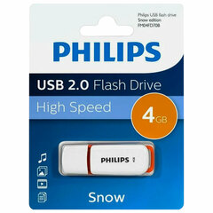 Флеш-диск 4 GB PHILIPS SNOW, разъем USB 2.0, оранжевый, FM04FD70B/<wbr/>97