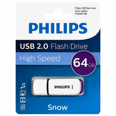 Флеш-диск 64 GB PHILIPS SNOW, разъем USB 2.0, фиолетовый, FM64FD70B/<wbr/>97