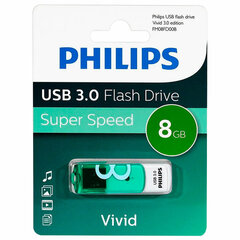 Флеш-диск 8 GB PHILIPS VIVID, разъем USB 3.0, зеленый, FM08FD00B/<wbr/>97