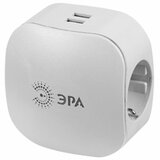 Сетевой разветвитель ЭРА SP-3e 3 розетки + 2 USB, с заземлением, со шторками, 16 А, белый