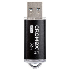Флеш-диск 32 GB, CROMEX (КРОМЕКС) Ultra USB 3.1, металлический корпус, черный, 514163