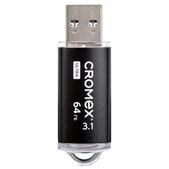 Флеш-диск 64 GB, CROMEX (КРОМЕКС) Ultra USB 3.1, металлический корпус, черный, 514164