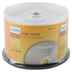 Диск CD-R PHILIPS, 700 Мб, 52x, Cake Box (упаковка на шпиле), КОМПЛЕКТ 50 шт., CR7D5SB50/<wbr/>97