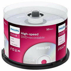 Диск DVD+R (плюс) PHILIPS, 4,7 Гб, 16x, Cake Box (упаковка на шпиле), КОМПЛЕКТ 50 шт., DR4S6B50F/<wbr/>97