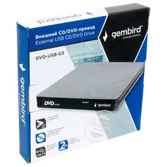 Внешний оптический привод CD/<wbr/>DVD GEMBIRD USB 3.0, пластик, черный, DVD-USB-03