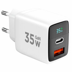 Зарядное устройство сетевое (220В) CABLEXPERT, дисплей, 35 Вт GaN, QC4/<wbr/>PD3, 1хUSB, 1хType-C, MP3A-PC-52