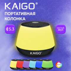 Колонка портативная KAIGO (КЕЙГО) GE-3058, 3 Вт, Bluetooth, Micro SD, RGB, 514222