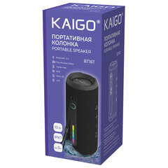 Колонка портативная KAIGO (КЕЙГО) BT16T, 10 Вт, Bluetooth, Micro SD, AUX, RGB, TWS, IPX7, черная, 514225