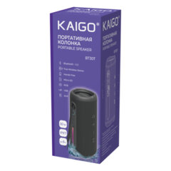 Колонка портативная KAIGO (КЕЙГО) BT30T, 30 Вт, Bluetooth, USB, Micro SD, AUX, RGB, TWS, IPX7, черная, 514226