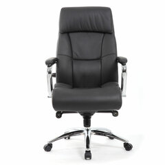 Кресло из натуральной кожи BRABIX PREMIUM &laquo;Phaeton EX-502&raquo;, хром, черное, 530882