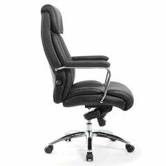 Кресло из натуральной кожи BRABIX PREMIUM &laquo;Phaeton EX-502&raquo;, хром, черное, 530882