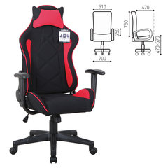 Кресло компьютерное BRABIX &laquo;GT Racer GM-101&raquo;, подушка, ткань, черное/<wbr/>красное, 531820
