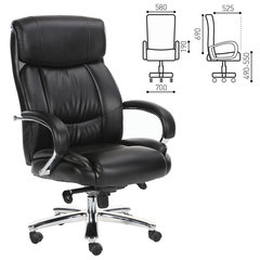 Кресло офисное BRABIX PREMIUM &laquo;Direct EX-580&raquo;, хром, рециклированная кожа, черное, 531824