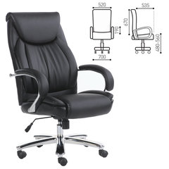 Кресло офисное BRABIX PREMIUM &laquo;Advance EX-575&raquo;, хром, экокожа, черное, 531825