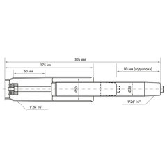 Газлифт BRABIX A-80 суперкороткий, ХРОМ, длина в открытом виде 305 мм, d50 мм, класс 2, 532003