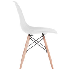 Стулья BRABIX &laquo;Eames CF-010&raquo;, КОМПЛЕКТ 4 шт., пластик белый, опоры дерево/<wbr/>металл, 532630