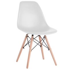 Стулья BRABIX &laquo;Eames CF-010&raquo;, КОМПЛЕКТ 4 шт., пластик белый, опоры дерево/<wbr/>металл, 532630