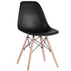 Стулья BRABIX &laquo;Eames CF-010&raquo;, КОМПЛЕКТ 4 шт., пластик черный, опоры дерево/<wbr/>металл, 532631