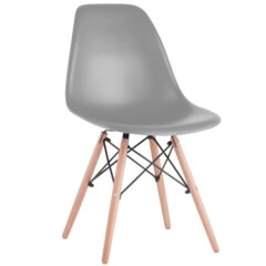 Стулья BRABIX &laquo;Eames CF-010&raquo;, КОМПЛЕКТ 4 шт., пластик серый, опоры дерево/<wbr/>металл, 532632