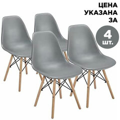 Стулья BRABIX &laquo;Eames CF-010&raquo;, КОМПЛЕКТ 4 шт., пластик серый, опоры дерево/<wbr/>металл, 532632