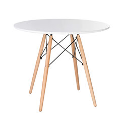 Стол обеденный BRABIX &laquo;Eames T-01&raquo;, круглый, диаметр 80 см, опоры дерево, белый, 532633