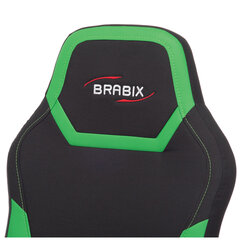 Кресло компьютерное BRABIX &laquo;Alpha GM-018&raquo;, ткань/<wbr/>экокожа, черное/<wbr/>зеленое, 532639