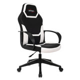 Кресло компьютерное BRABIX "Alpha GM-018", ткань/экокожа, черное/белое, 532640