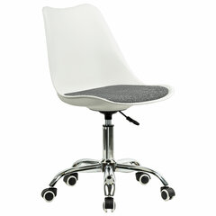 Кресло стул BRABIX &laquo;Eames MG-310 CH&raquo;, хром, пластик белый, ткань серая, 532924