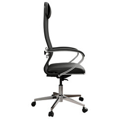 Кресло офисное МЕТТА &laquo;ErgoLife&raquo; Comfort, хром, сиденье мягкое, ткань-сетка/<wbr/>экокожа, черное