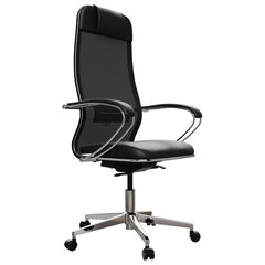 Кресло офисное МЕТТА &laquo;ErgoLife&raquo; Comfort, хром, сиденье мягкое, ткань-сетка/<wbr/>экокожа, черное