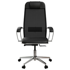 Кресло офисное МЕТТА &laquo;ErgoLife&raquo; Comfort, хром, сиденье мягкое, ткань-сетка/<wbr/>экокожа, черное